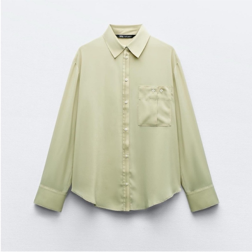 Zara kids, light khaki, front pocket shirt, size M